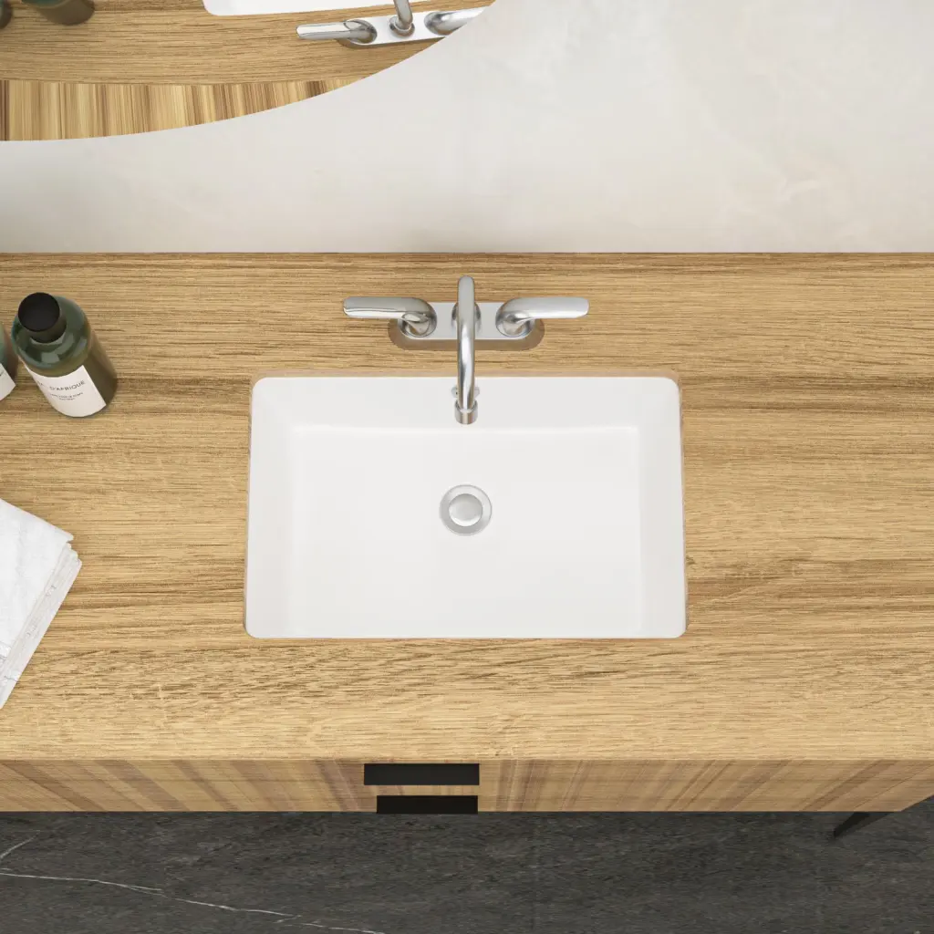 White Ceramic Rectangular Undermount Bathroom Sink 18x12 Overflow lordear
