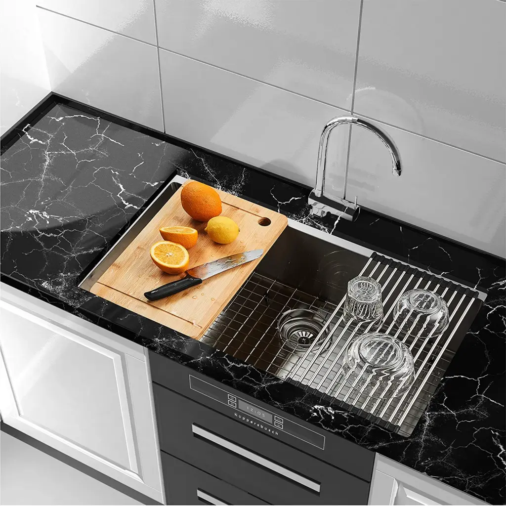 Effortless Deluxe 32 Inch Undermount Workstation Kitchen Sink 16 Gauge Stainless Steel w1134dhs