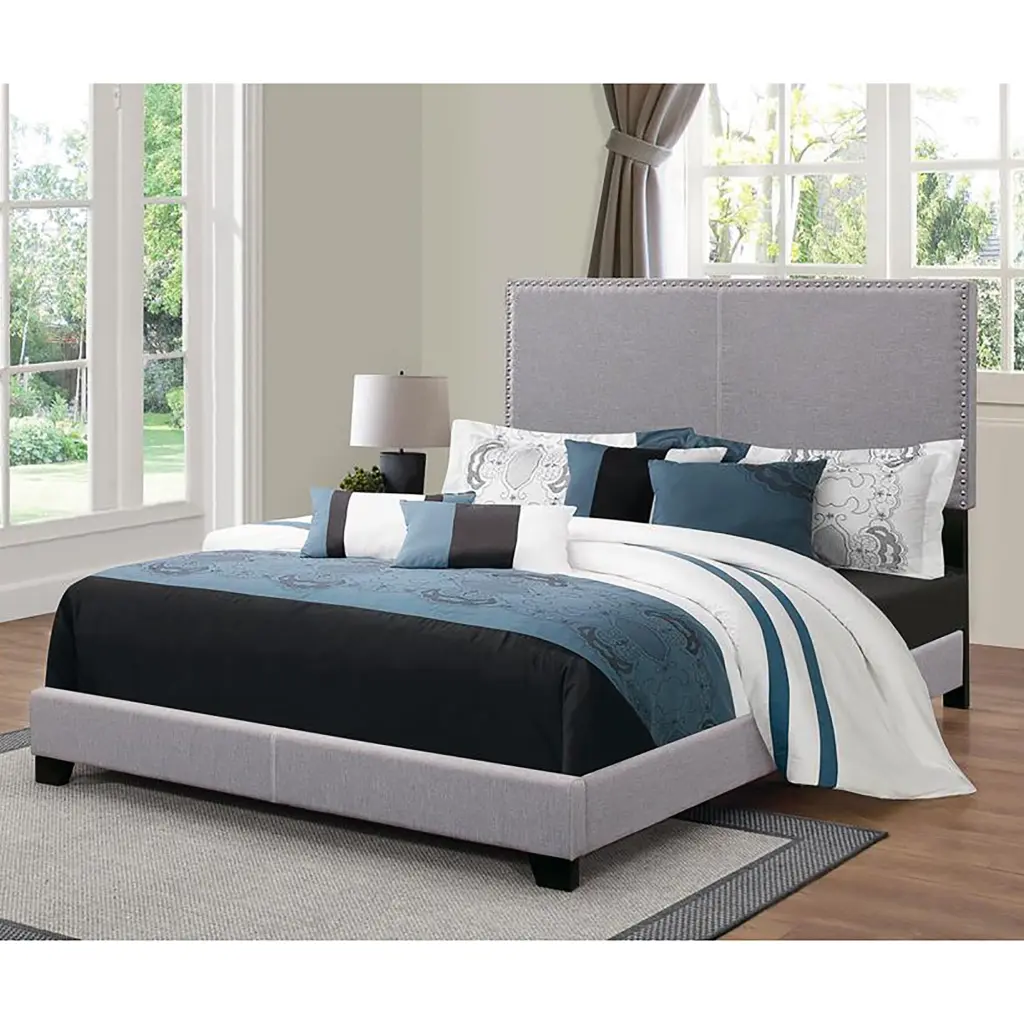 Grey Upholstered Queen Bed Trim Queen Box Spring Required furniture max