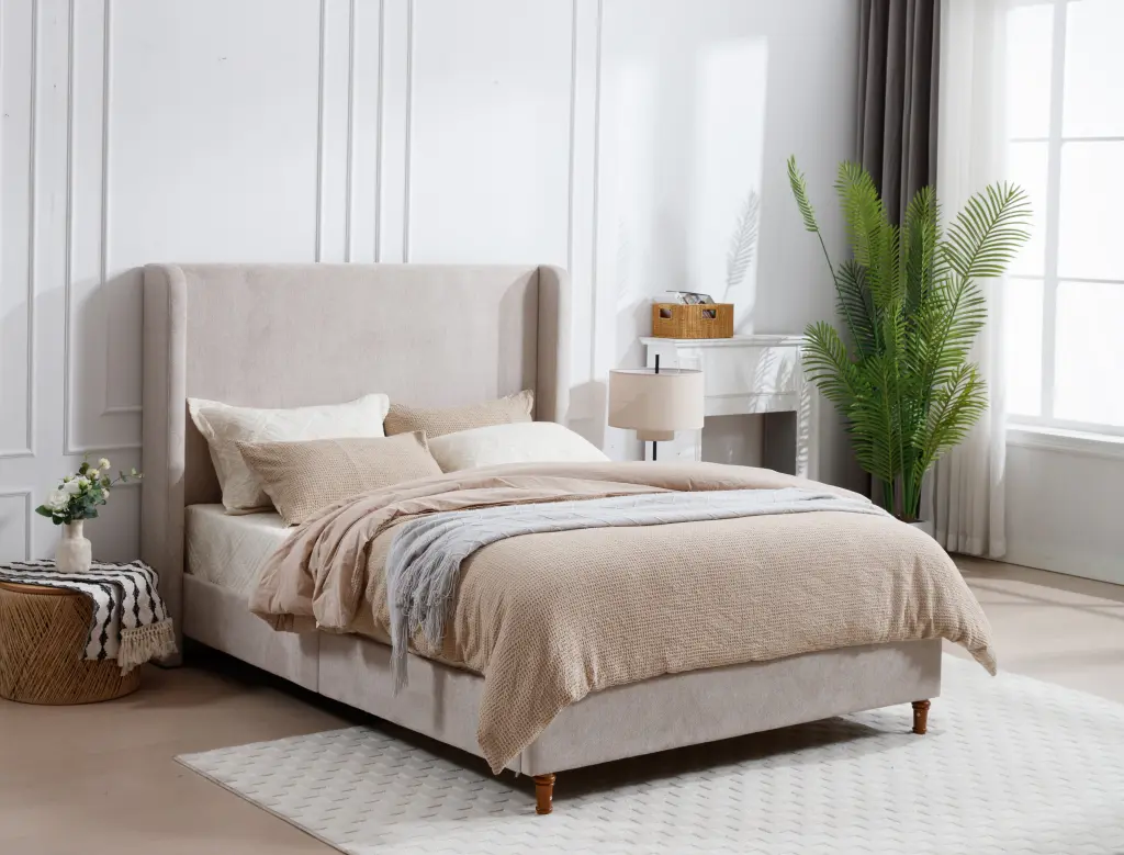 Harper Tall Headboard Upholstered Bed 54 Inch High Headboard Elegant Simple Design house - home furniture