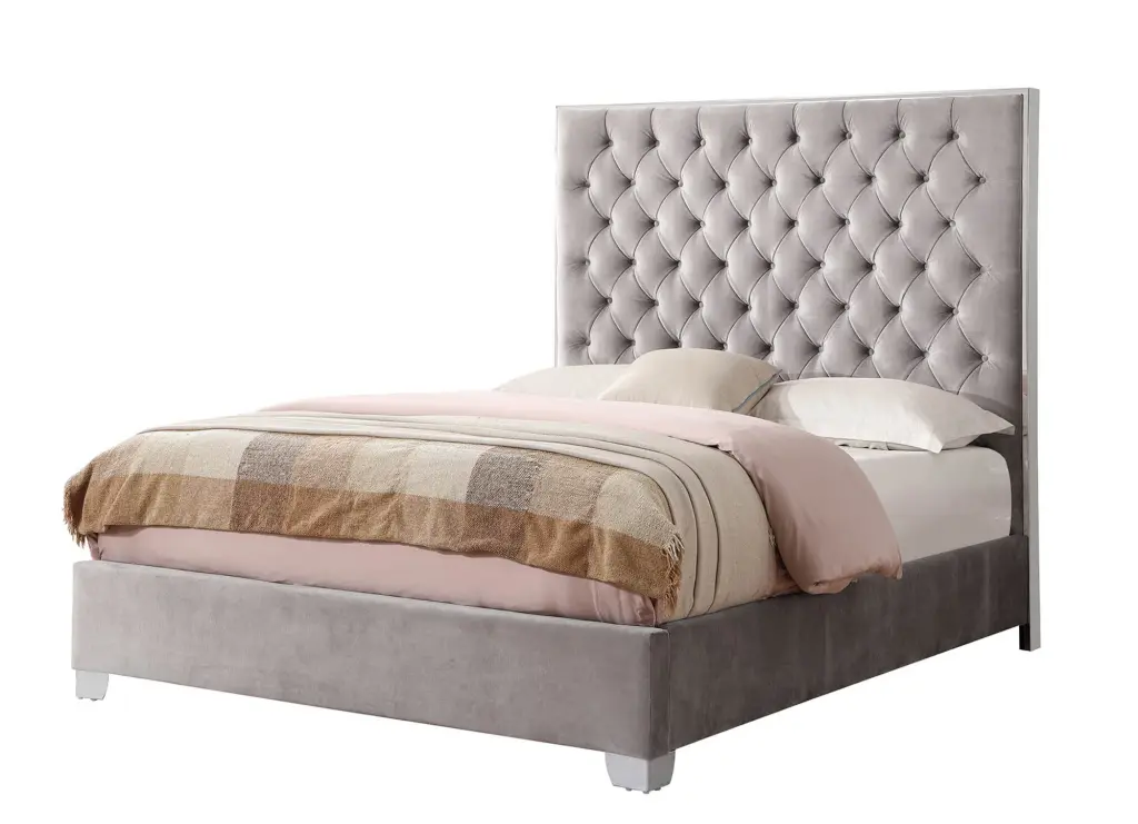 Artet Gray Queen Upholstered Bed Queen Size Gray Foam Solid Wood Frame Modern Bedroom Furniture wallace - bay