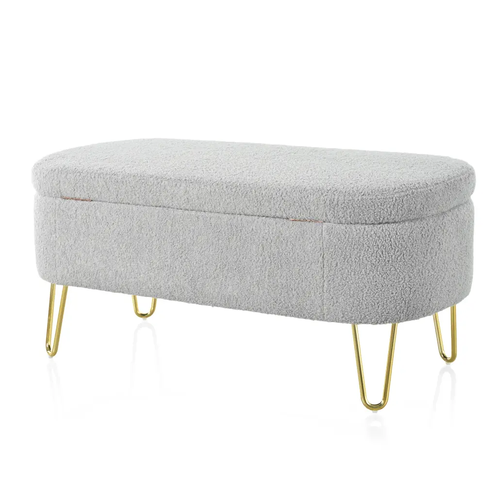 Oval Storage Bench Upholstered Living Room Bedroom End Bed nh-comfortcove