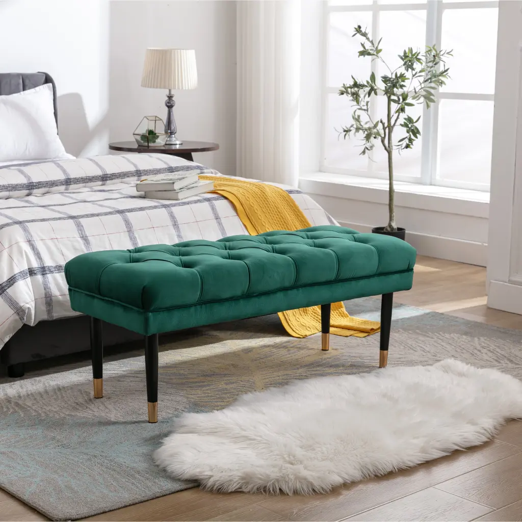 Tufted Bench Modern Velvet Button Upholstered Ottoman Bedroom chairus