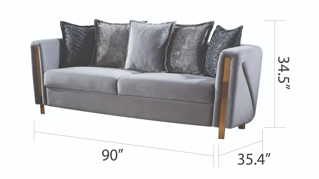 Chanelle Thick Velvet Fabric Upholstered Sofa Made Wood Gray galaxy home furnishings