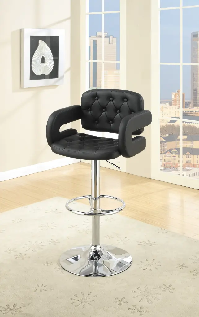 Timeless Armrest Tufted Faux Leather Barstool Upholstered Kitchen Stool Back Support kanepe