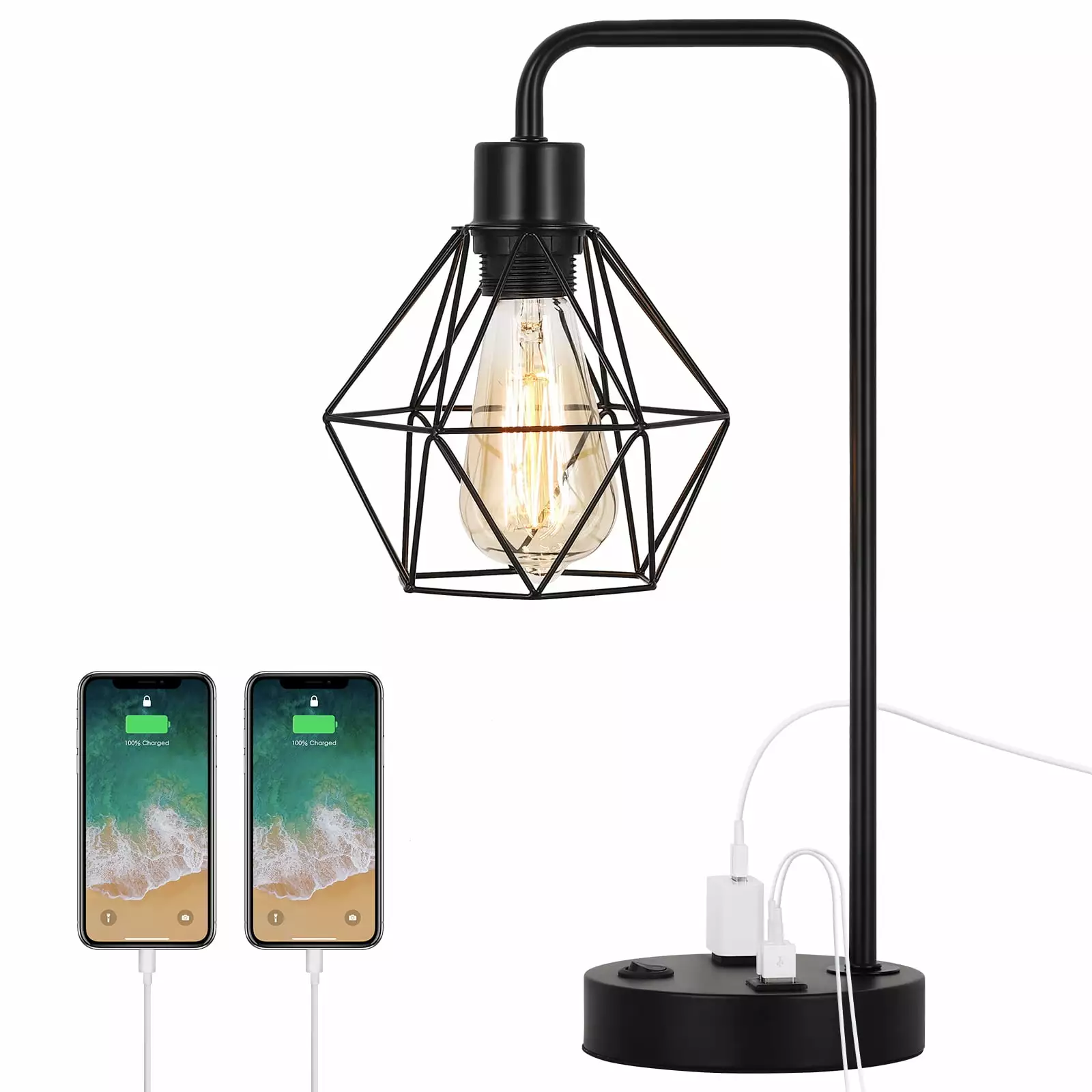 Industrial USB Desk Lamp Bedroom Living Room Modern Adjustable Lighting Wadavr