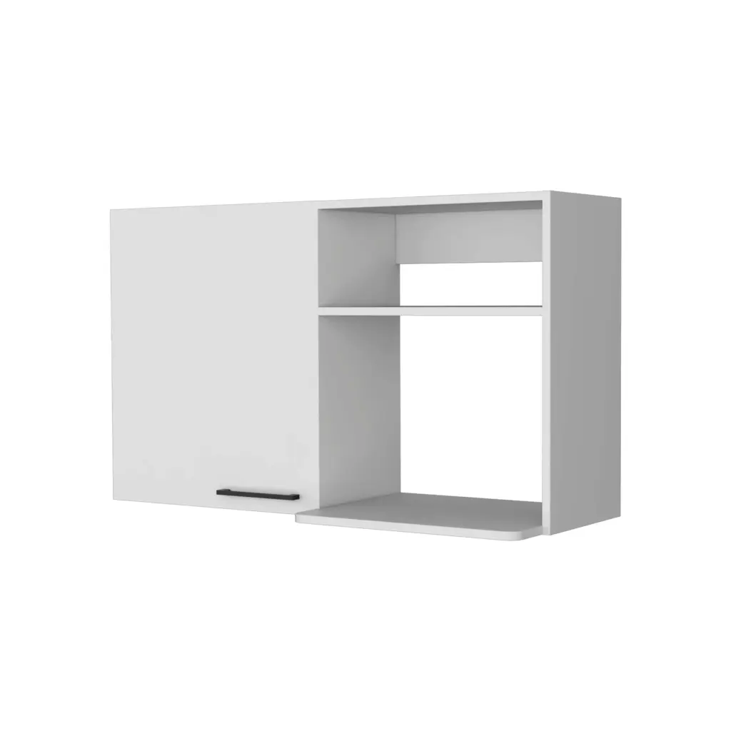 Lawen Tall Storage Cabinet Single Door 3 Broom Hangers White MDF fm furniture