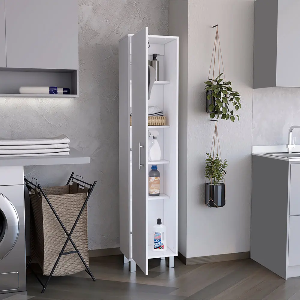 Linquirea 70 Tall Storage Cabinet Broom Closet Broom Hangers tuhome