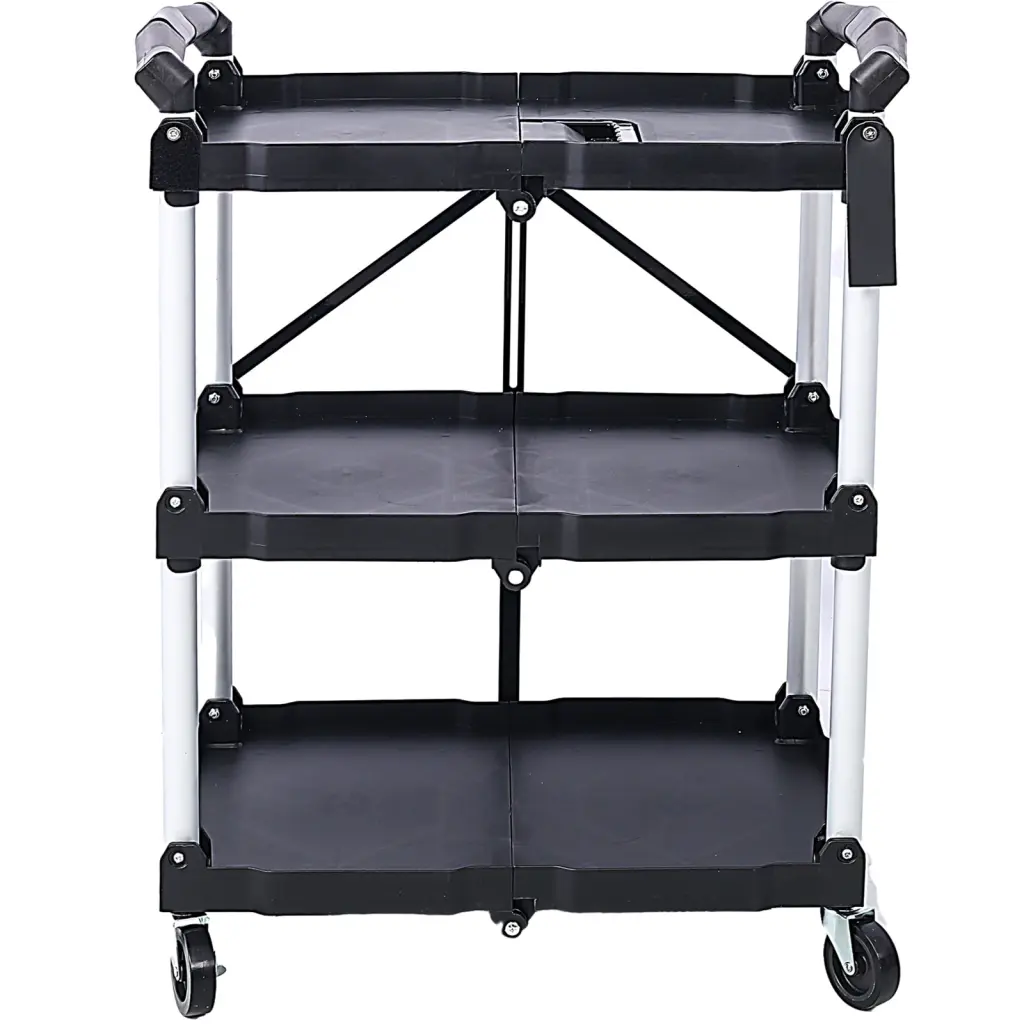 3 Layers Folding Collapsible Service Cart Pack N Roll - Portable Utility Cart g-h