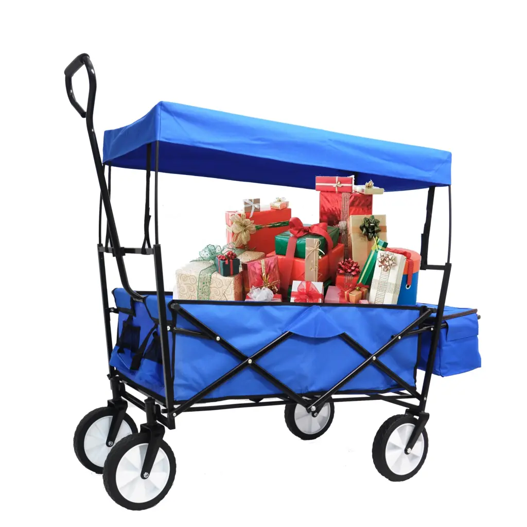 Garden Shopping Beach Cart Folding Wagon Blue Metal Utility Cart qdxfl