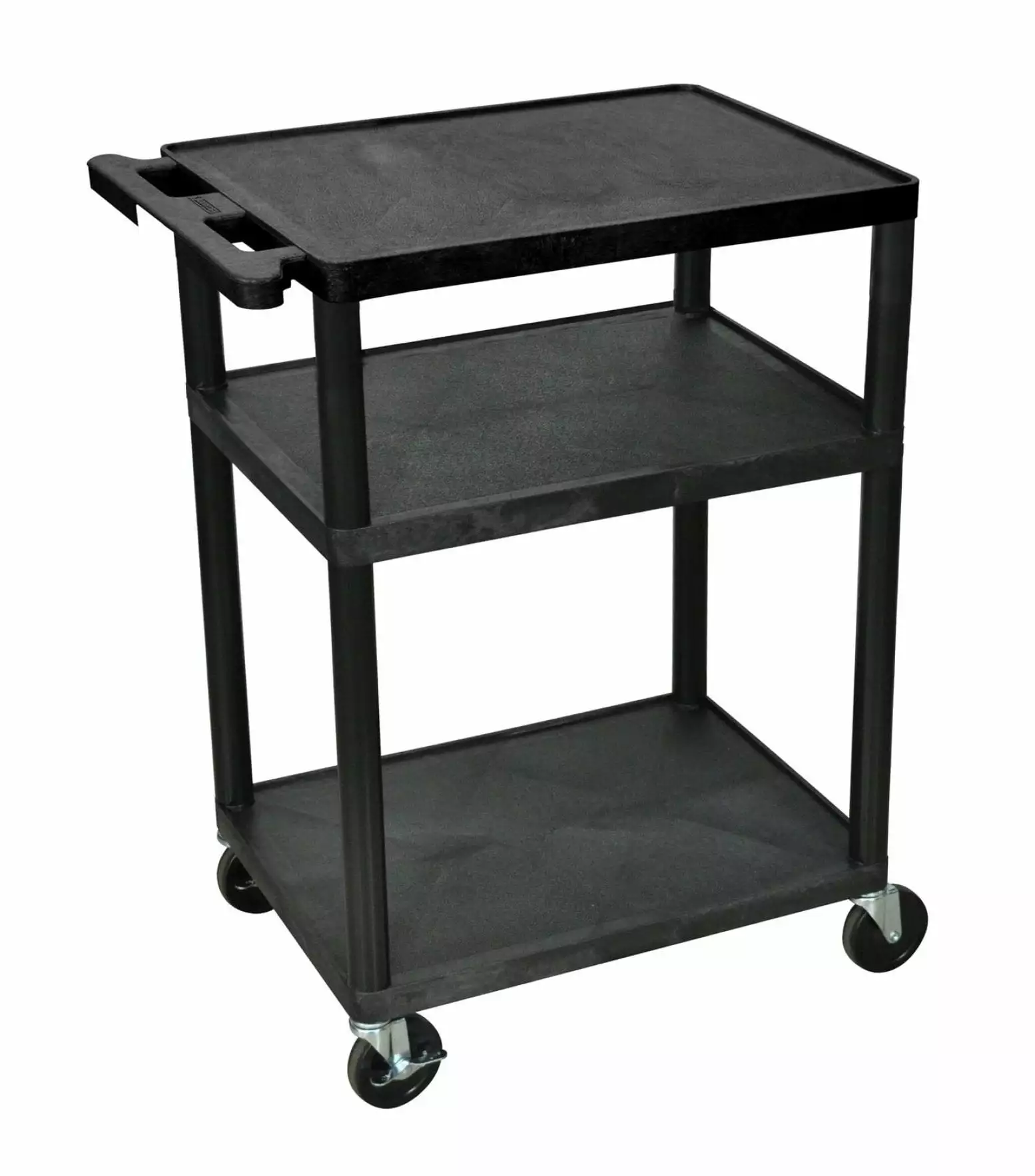 ZQRPCA Black Mobile Plastic 3 Shelf AV Display Cart