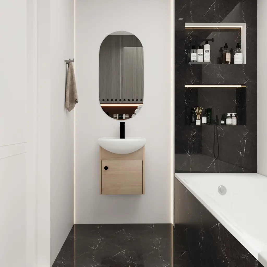 18 Inch Small Bathroom Vanity Ceramic Sink Wall Mounting Design g-lemon