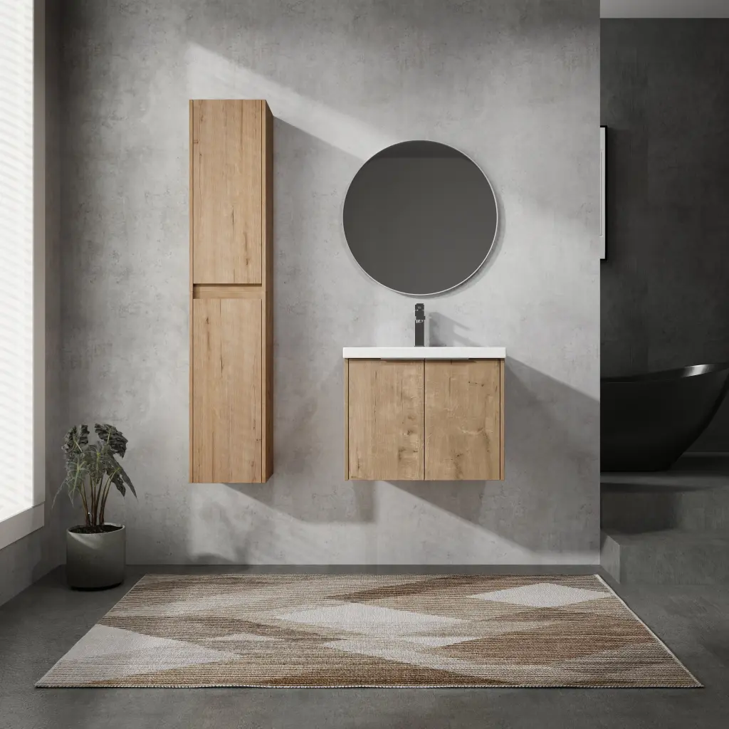 24 Inch Wall Mounted Bathroom Vanity Sink Side Cabinet Soft Close g-lemon