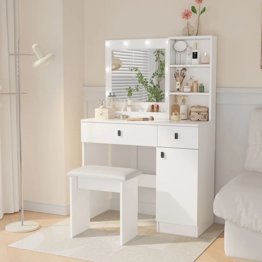 Vanity Desk Lights Vanity Set Mirror Makeup Vanity Desk Stool And Storage rd wood store