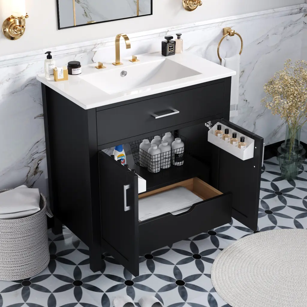 30 Inch Bathroom Vanity Ceramic Sink And Large Storage Perfect Bathroom Upgrade rnb