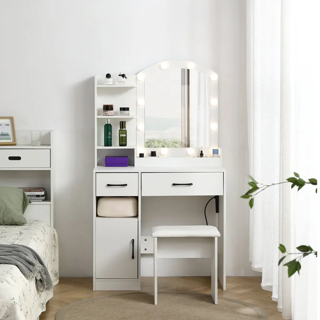 Vanity Desk Set Large Lighted Mirror and 3 Color Lighting rnb