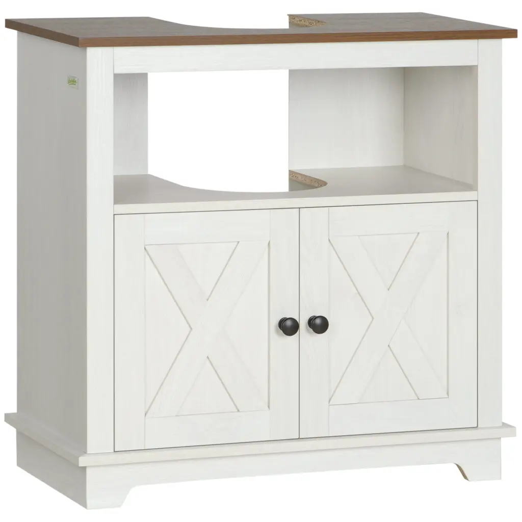Kleankin Farmhouse Under Sink Bathroom Cabinet Pedestal Vanity Storage Organizer aosom business