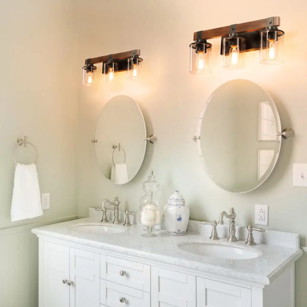 3 Lights Farmhouse Vanity Lights Fixture Rustic Bathroom Lighting lighting commune