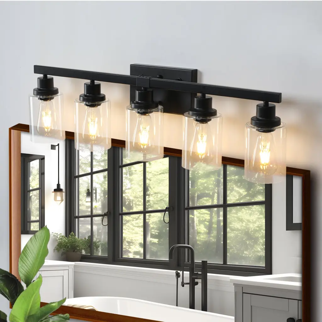 5 Lights Farmhouse Vanity Lights Fixture Rustic Bathroom Lighting lighting commune