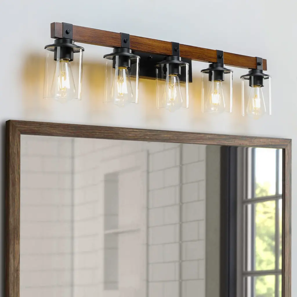 5 Lights Farmhouse Vanity Lights Fixture W1340P155972 L1015 lighting commune