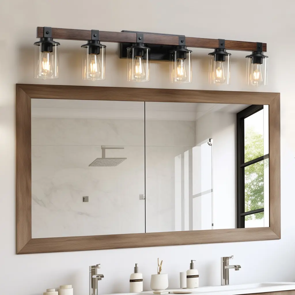 6 Lights Farmhoutilize Vanity Lights Fixture Rustic Bathroom Lighting lighting commune
