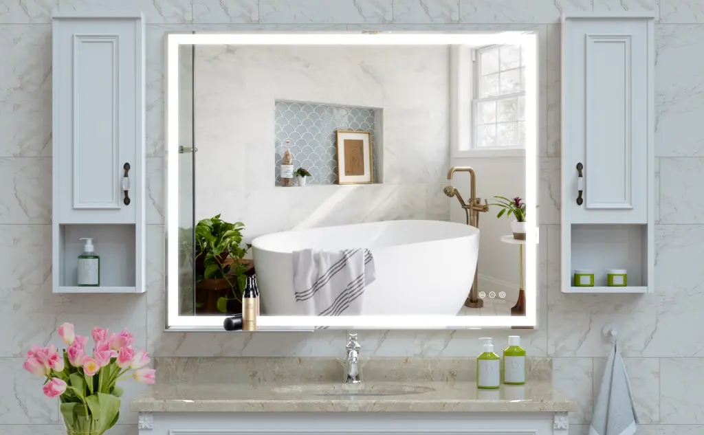 32X40 Inch LED Bathroom Vanity Mirror Wall Mounted Adjustable White beautme