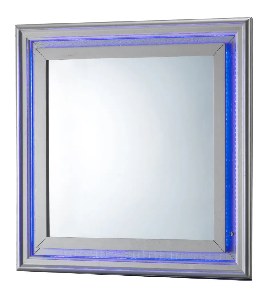 Lorana G6500 M2 Mirror Silver Champagne Particle Board Vanity Mirror glory furniture