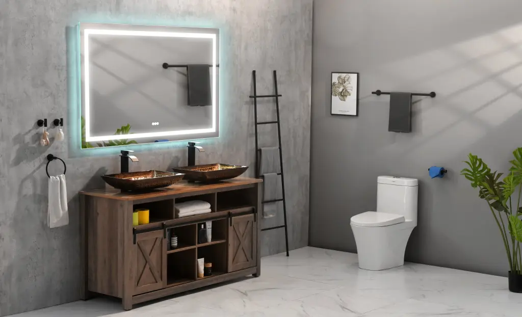 55 Inch Frameless LED Single Bathroom Vanity Mirror Polished rnb