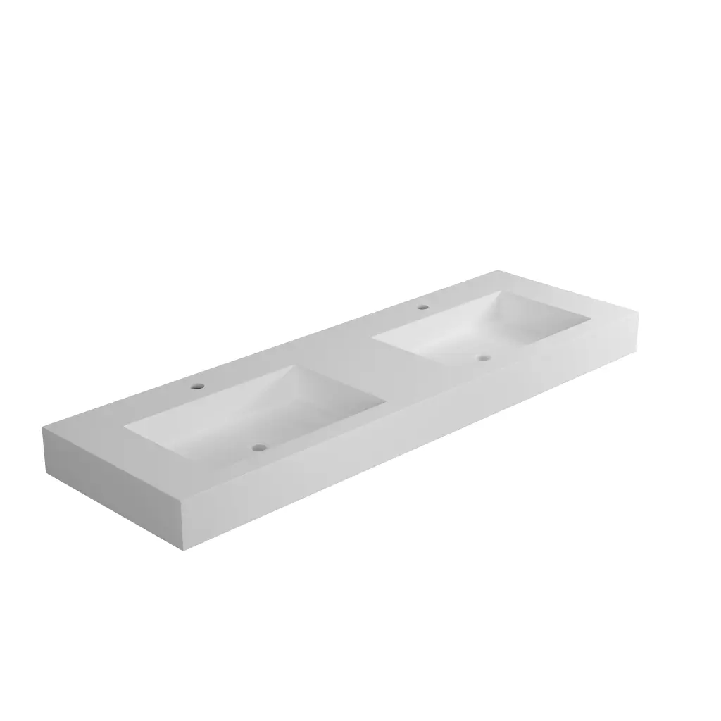 59 Inch Solid Surface Basin Matte White Contemporary Bathroom Sink w2704