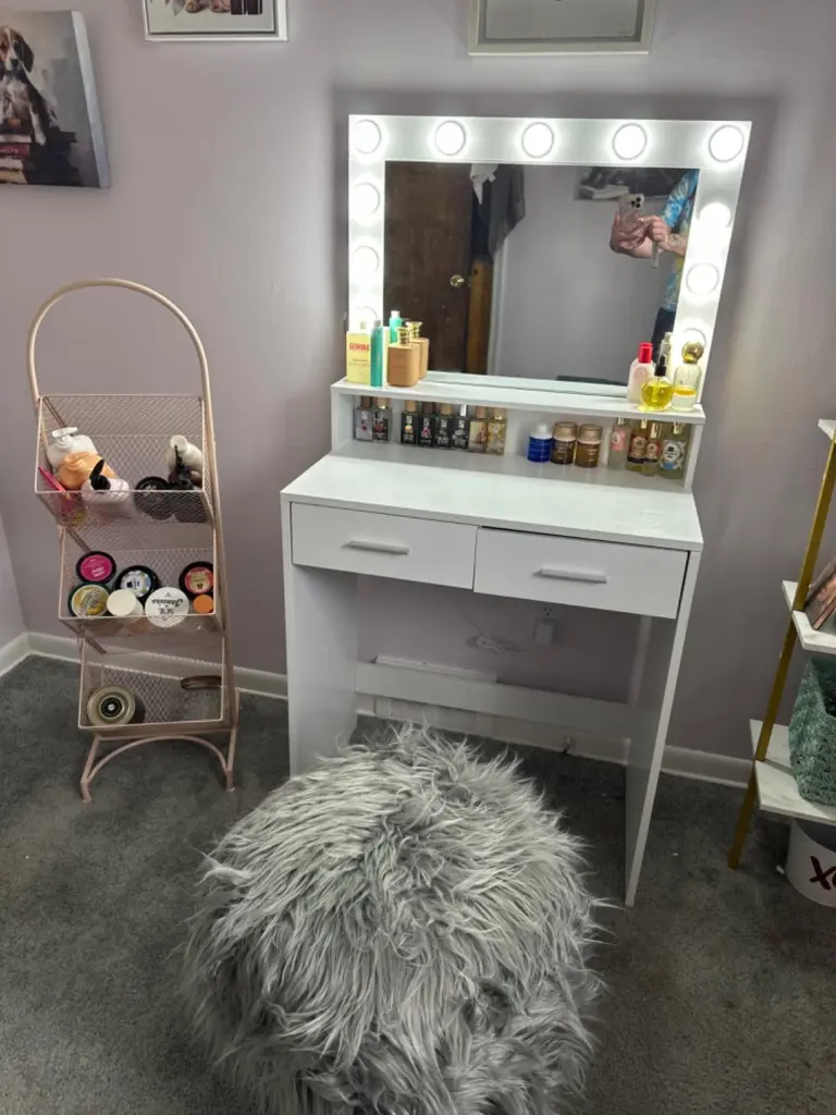 Vanity Desk Mirror And Lights Dressing Table Large Drawer mirrotowel