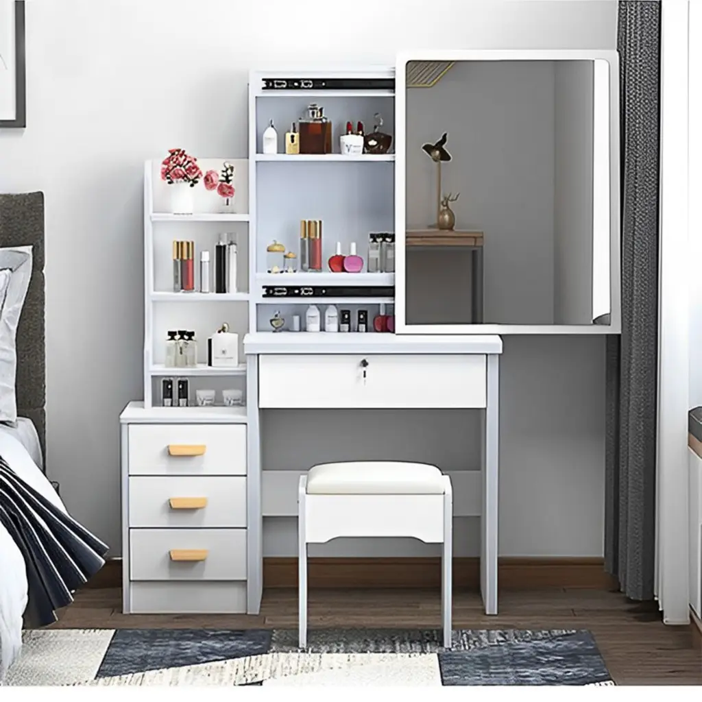 Fashion Vanity Desk Mirror And Lights Makeup Includes Chair montary