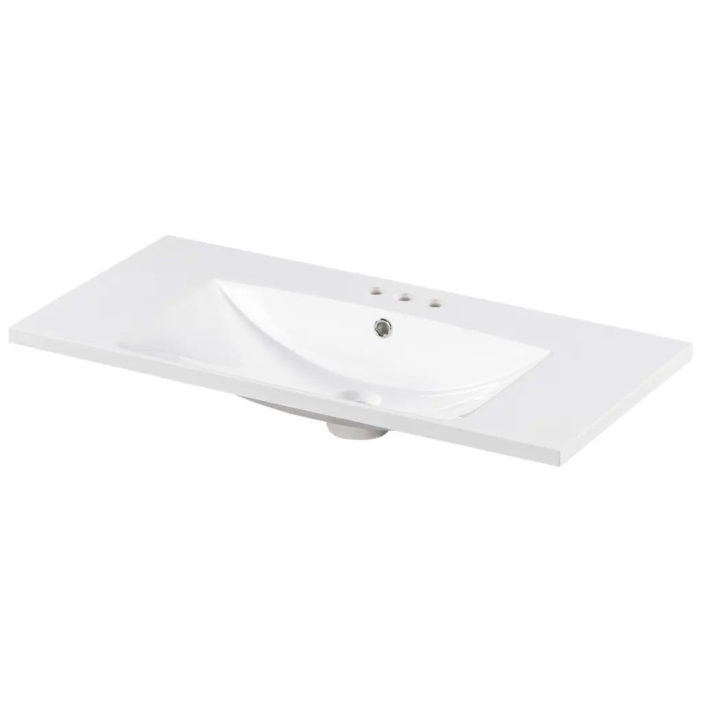36 Single Bathroom Basin Sink Vanity Top Only 3 Faucet Holes Resin mrs