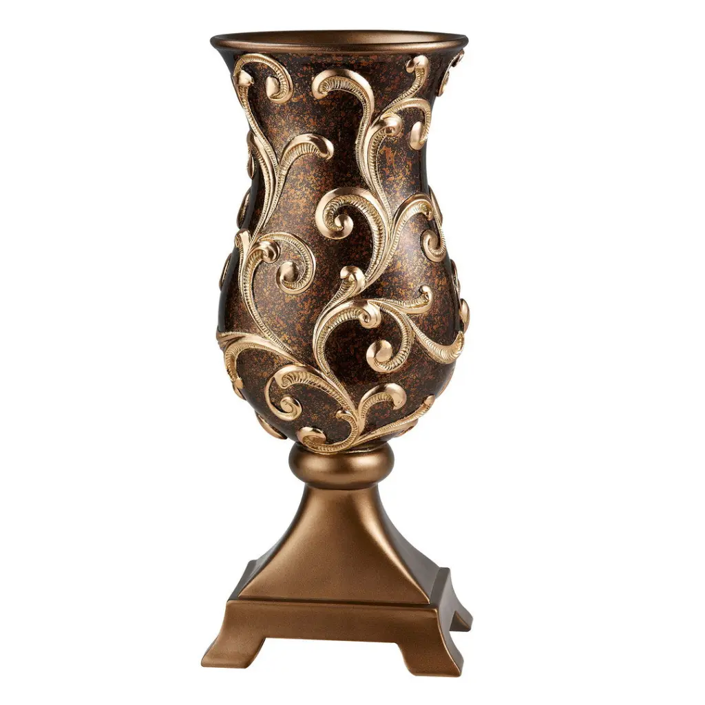 19.75 Tall Decorative Vase Odysseus Baroque Style Gold Floral Filigree california home