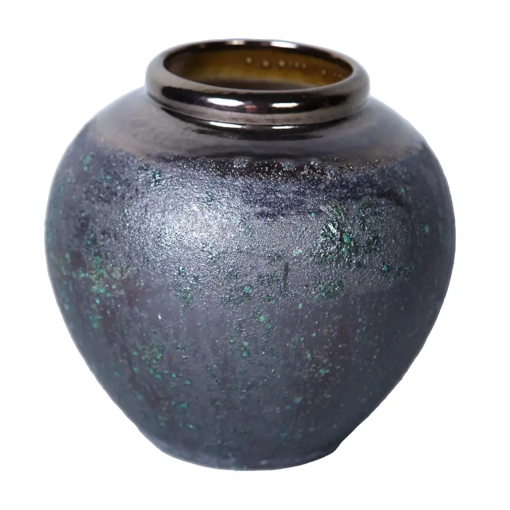 Vintage Smoke Ceramic Vase 8.7 Inch Artisanal Home Décor Piece furnings