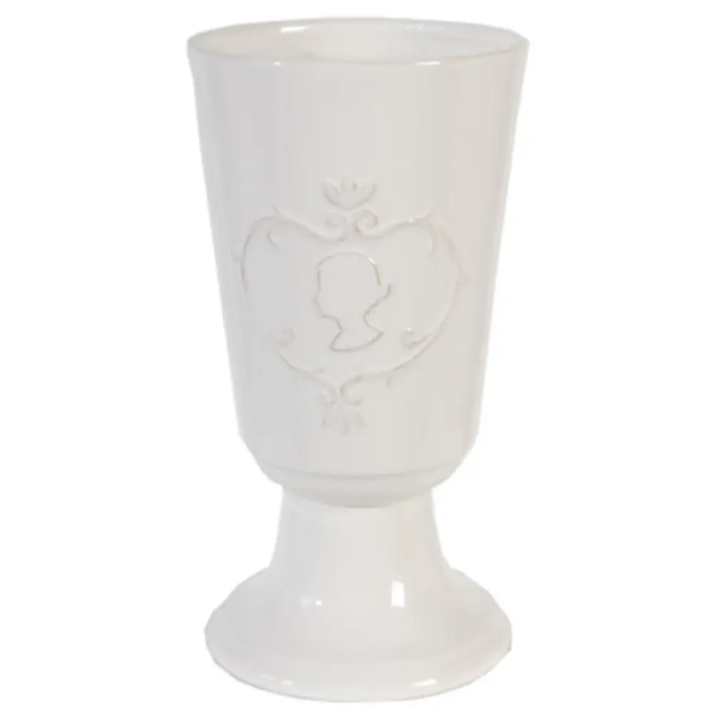 10 Inch Flared Pedestal Stone Vase Glaze White Finish royal hampton