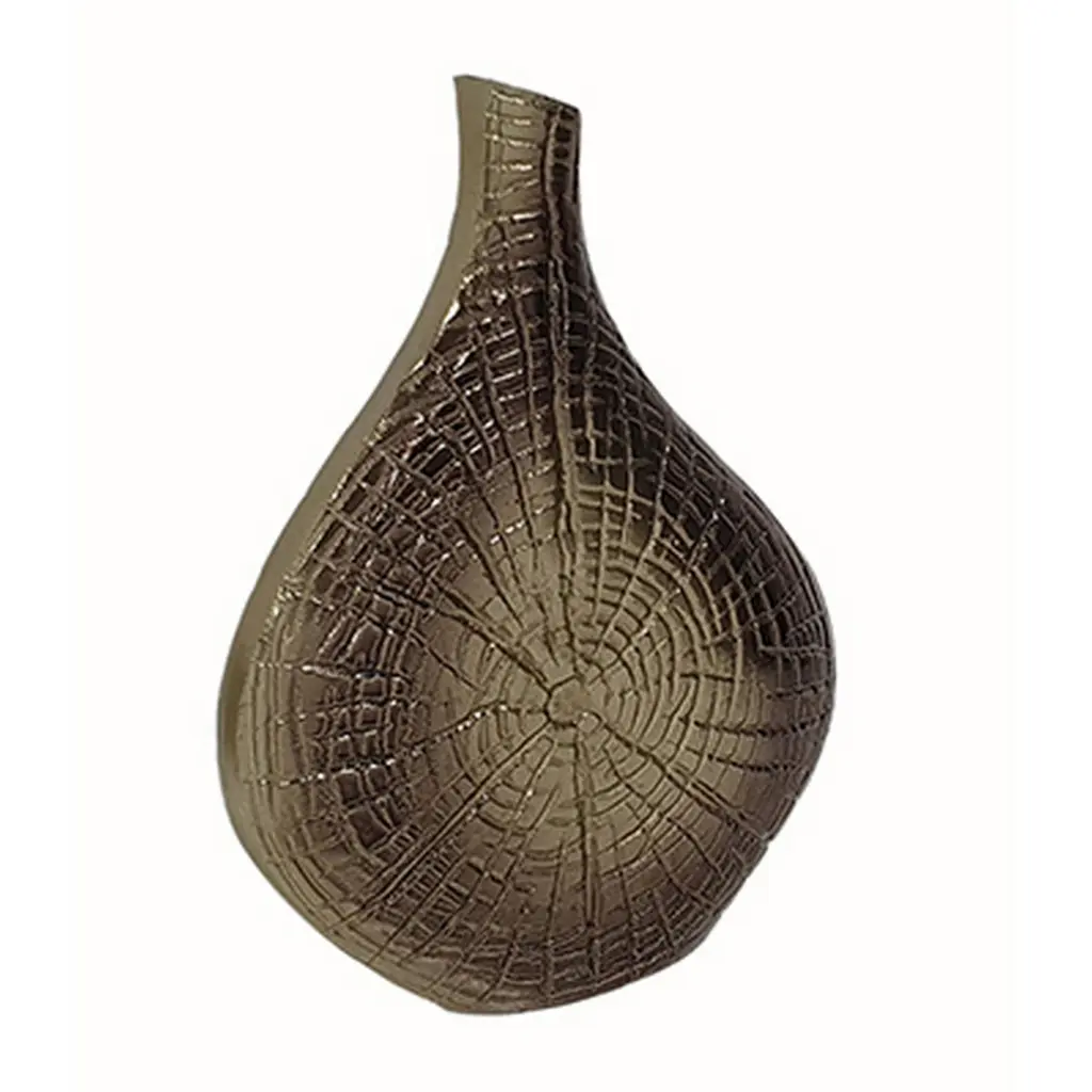 Zelo 11 Inch Decorative Vase Aluminum Webbed Design Bottleneck Gold Accent royal hampton
