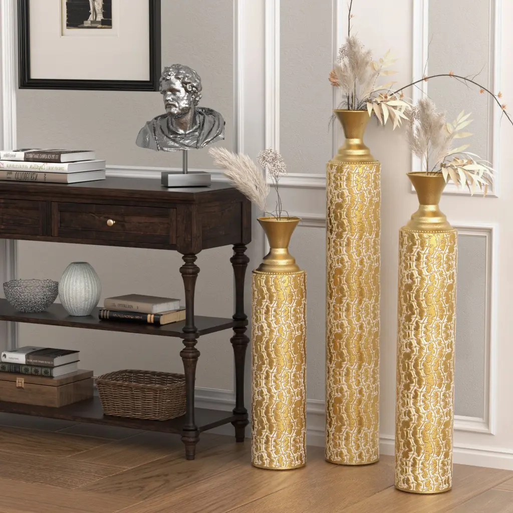 Metal Decorative Vases High Distress Metal Center Vases Growing Vines Design yixiu home d-cor