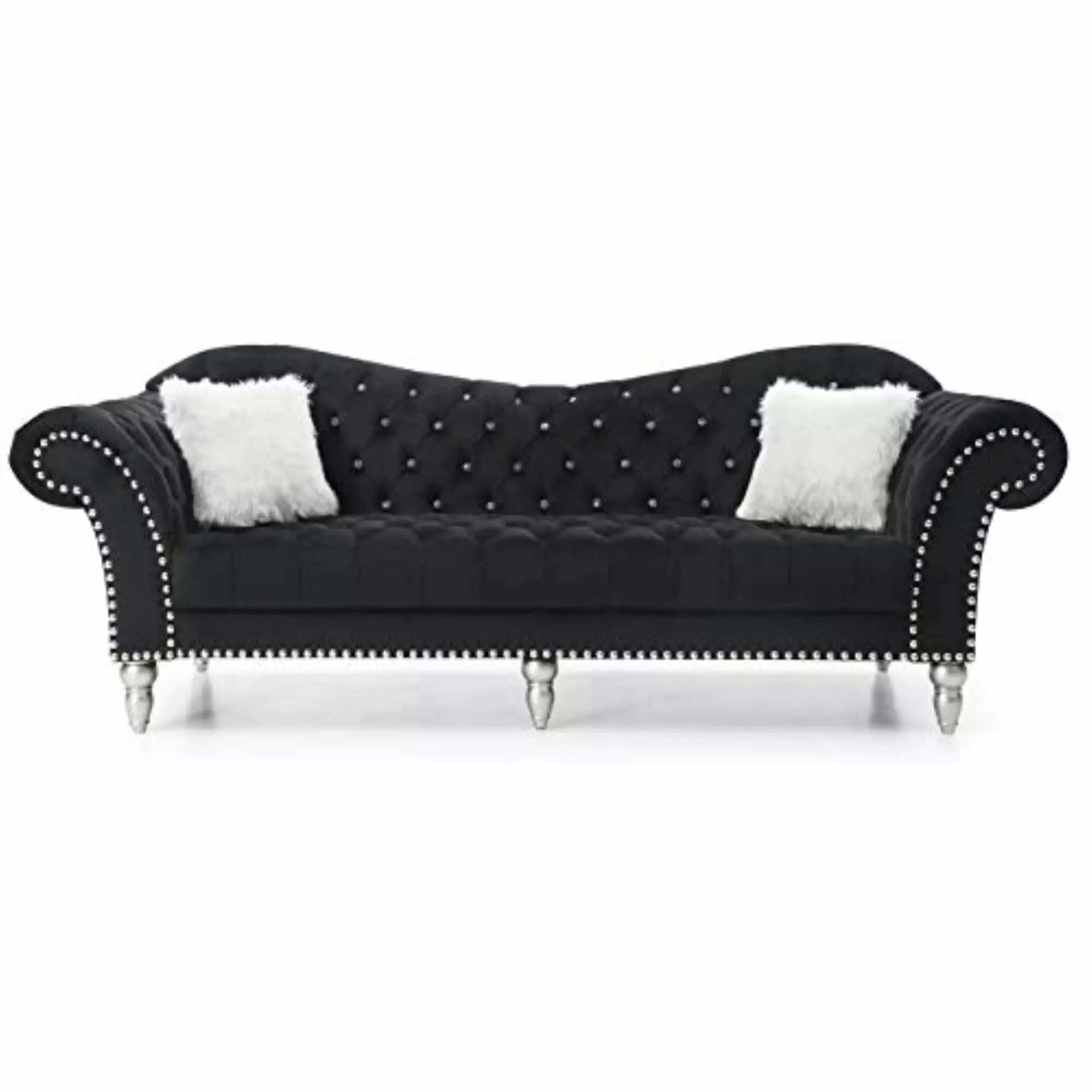 Glory Furniture Wilshire G0952A-S Sofa BLACKVelvet - Elegant Velvet Upholstered Living Room Sofa