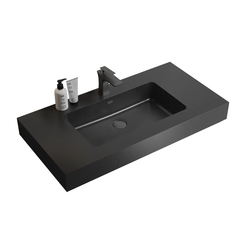 BB02 36 109 Merged Engineered Quartz Basin Without Drain And Faucet Bathroom Sink abay home