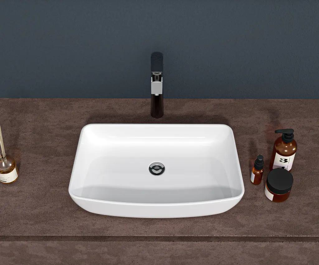 24X15 White Ceramic Rectangular Vessel Bathroom Sink Modern Design lordear
