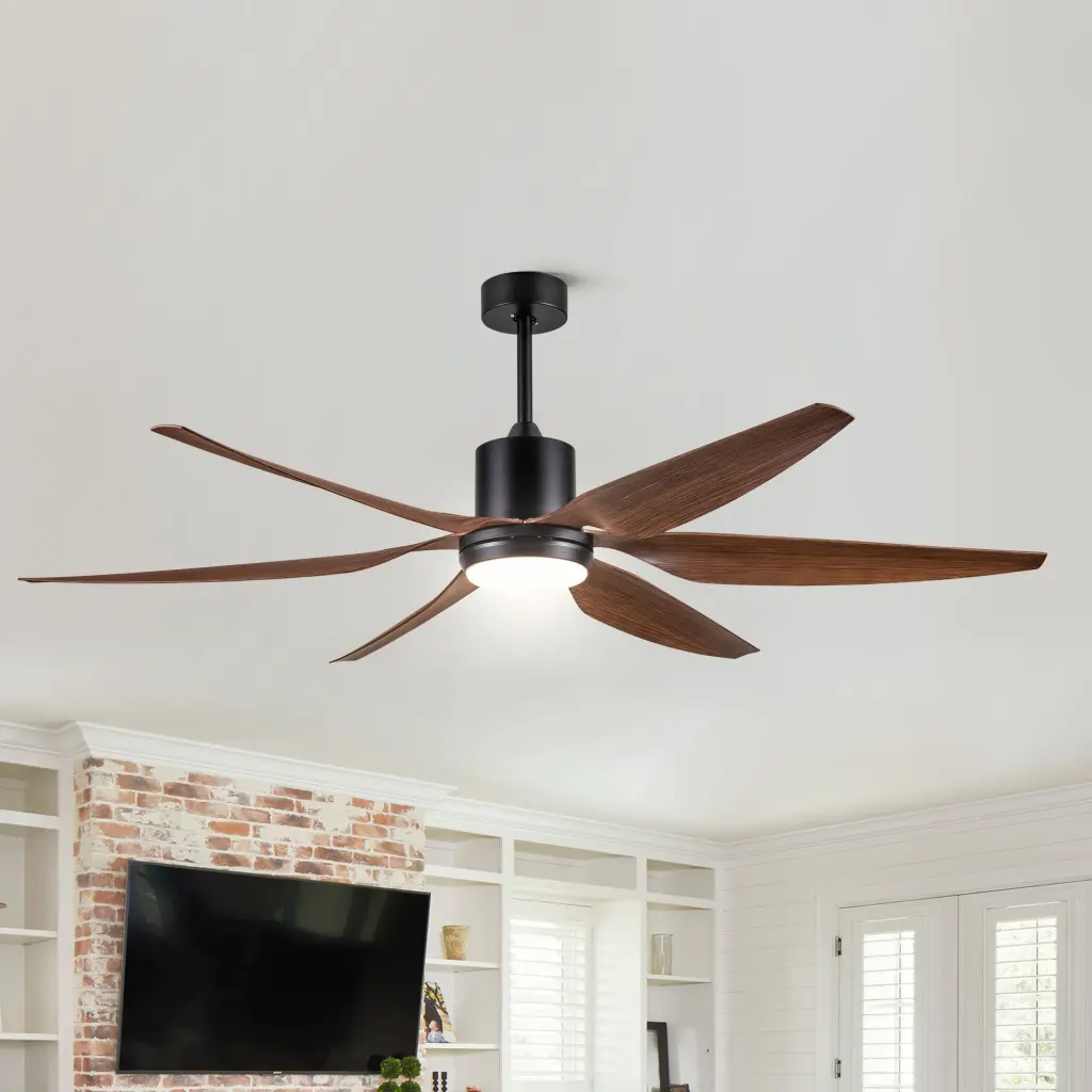 66 Inch Vintage Ceiling Fan Lighting Brown Blades Merged LED yuhao w1367