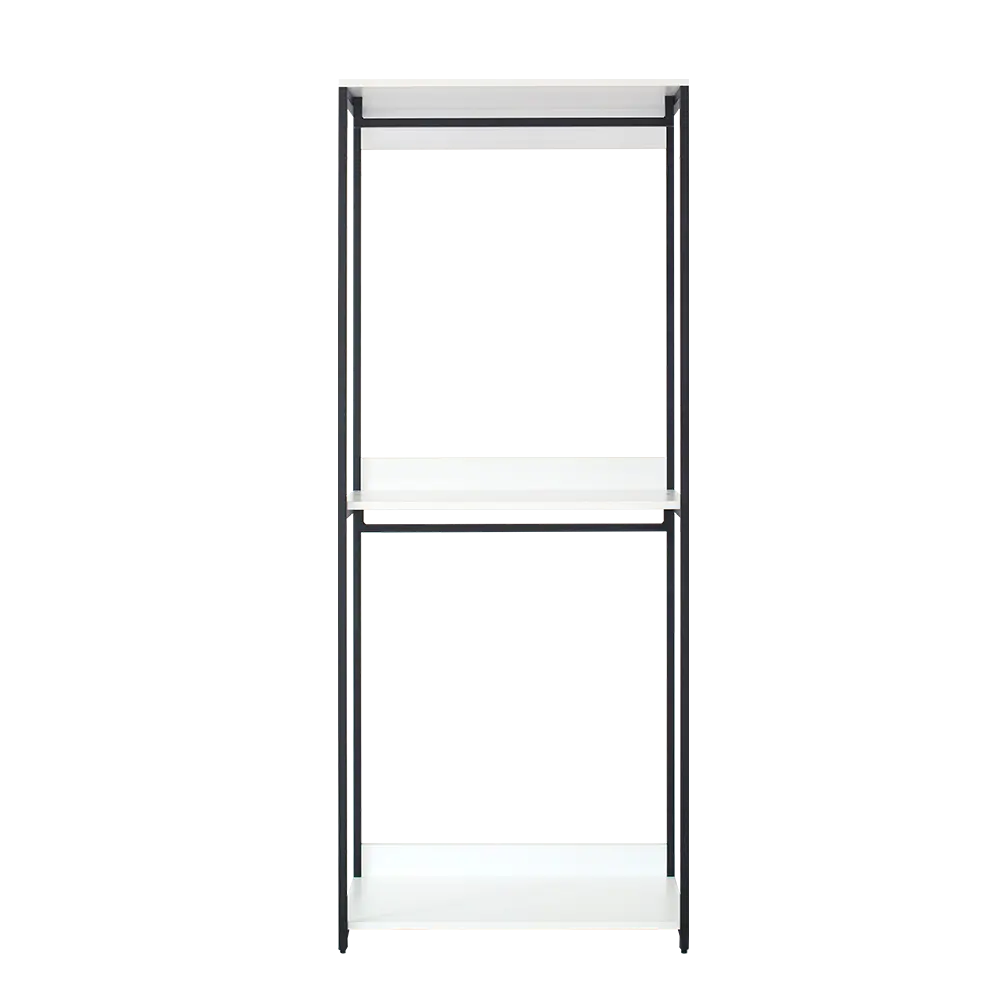 Fiona 32 Inch Wood and Metal Walk Closet One Shelf White MDF Melamine klair living