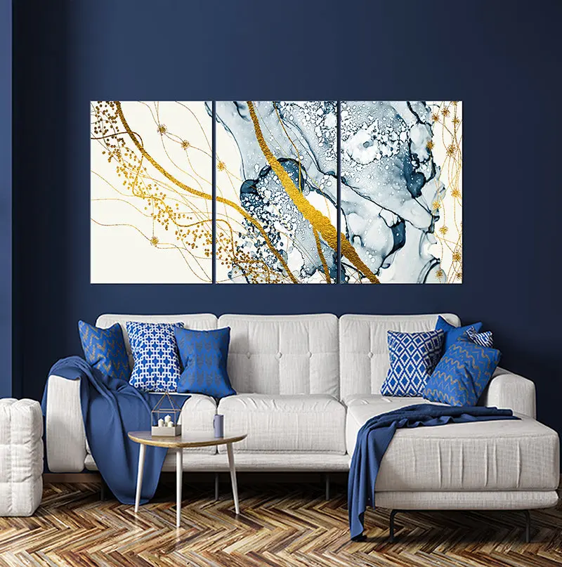 Oppidan Home Motion And Sound 3 Piece Acrylic Wall Art Set 48H X 96W Modern Abstract Decor furnings