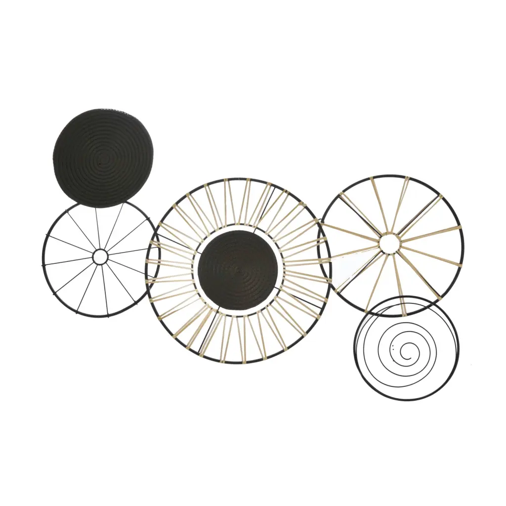 Circular 5 Piece Metal Wall Decor Wheel And Plate Design Black royal hampton