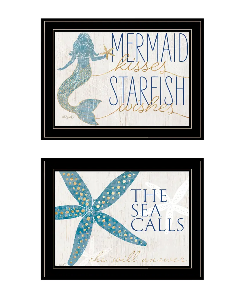 Mermaid Kisses Starfish Wishes 2 Piece Vignette Kate Sherrill Ready To Hang trendy decor 4u