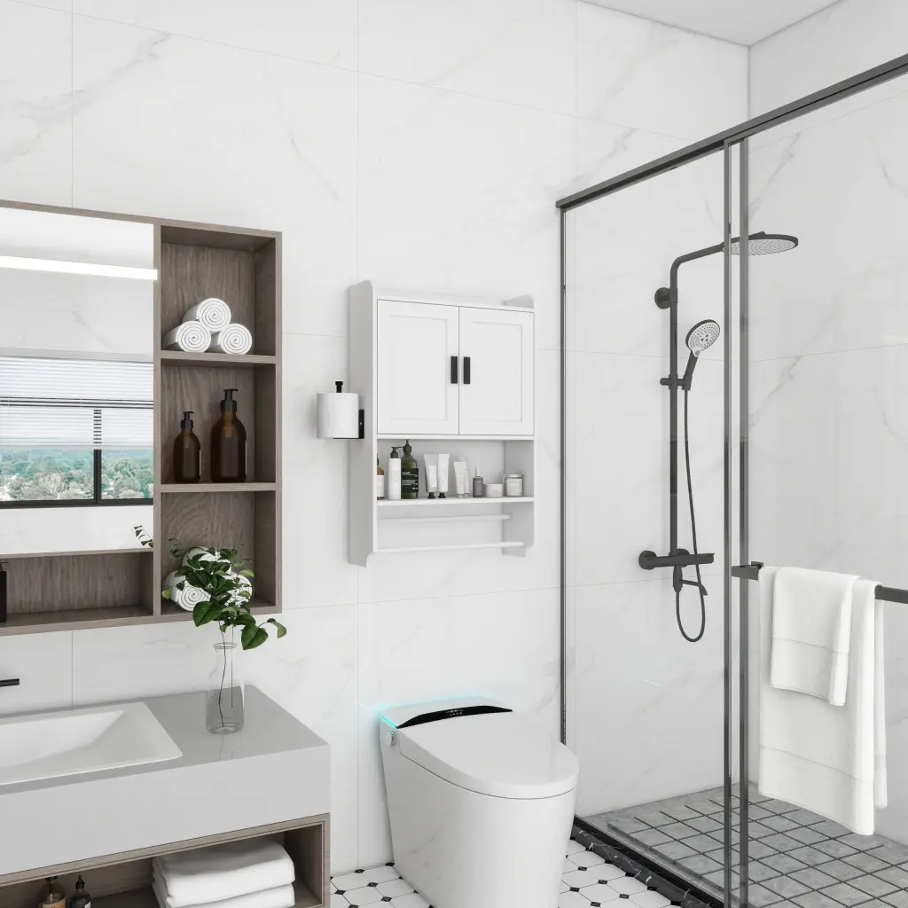Bathroom Wall Cabinet Doors Adjustable Shelf Towel Bar And Paper Holder aneway furniture