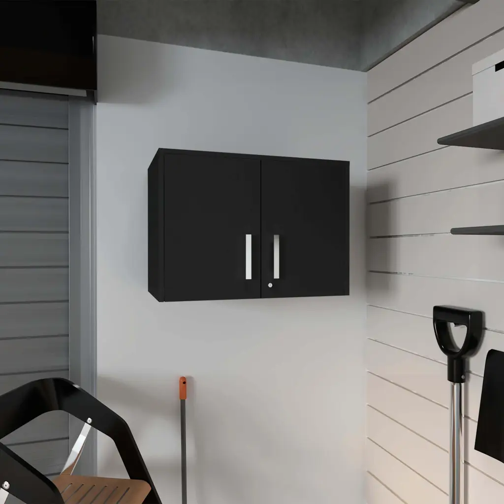 Black Wengue 2 Door Rectangle Wall Cabinet Black Particle Board furniture max