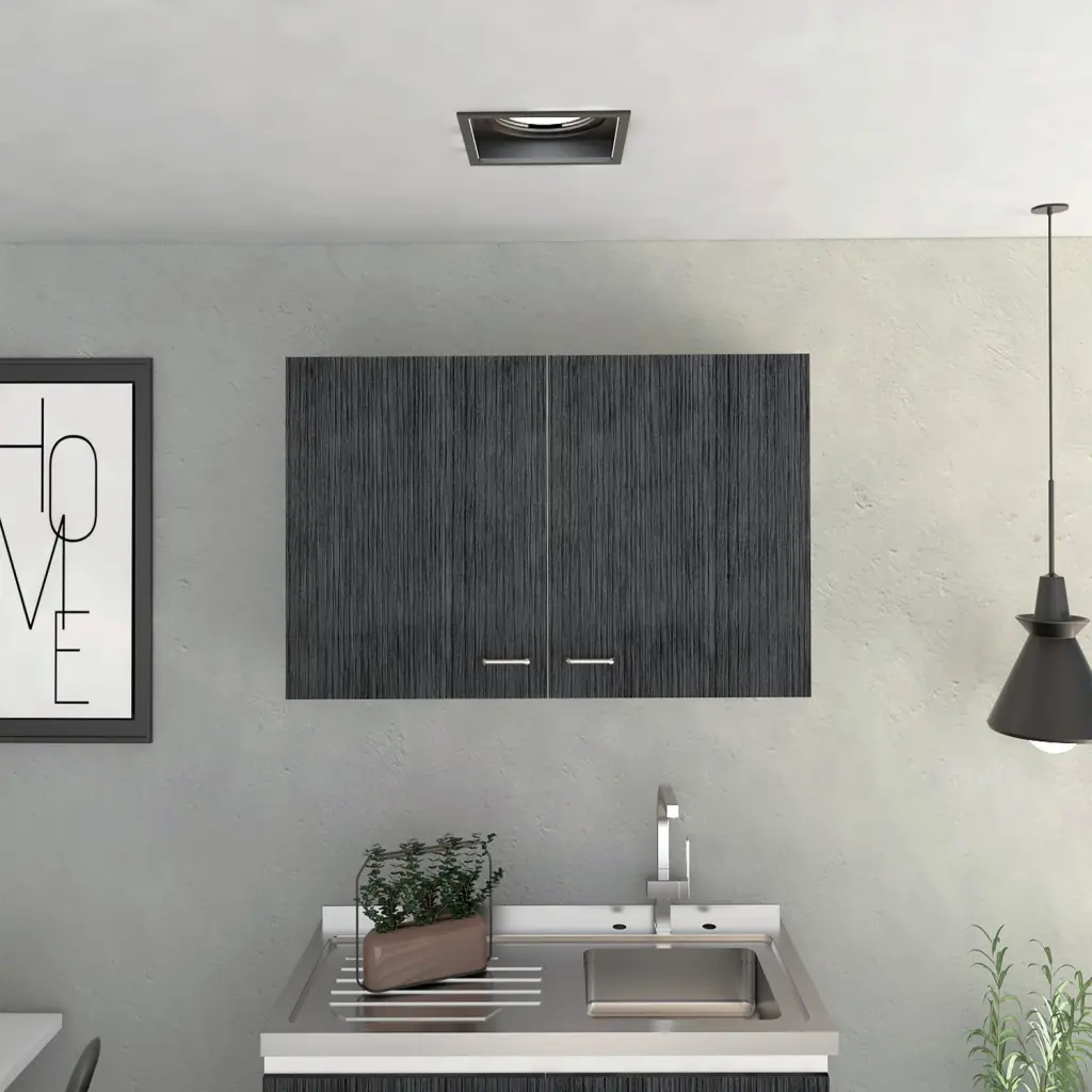 Wall Cabinet 19"H Two Doors Two Internal Shelves White Smoked Oak Modern rta mubles colombia