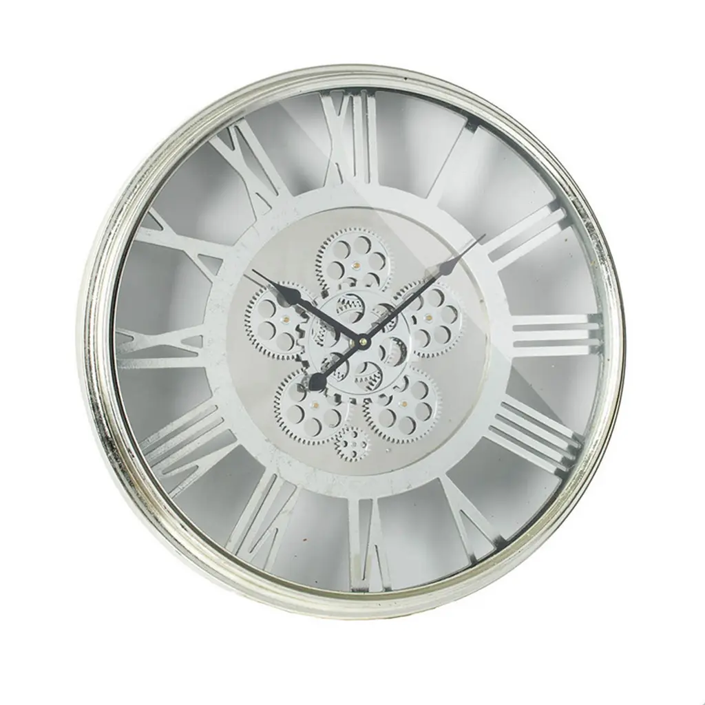 Minimalist Polished Clock Metallic Gray - Modern Iron and Plastic Wall Clock royal hampton