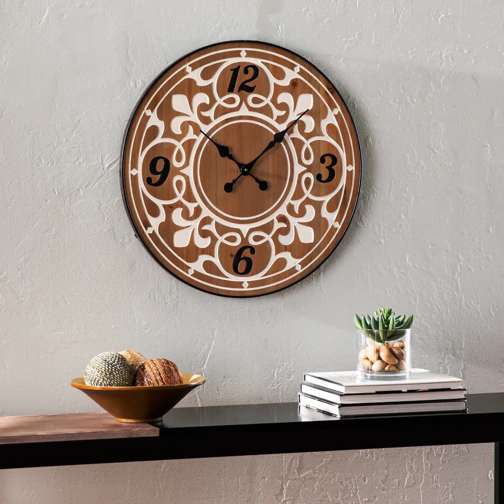 Aprille Round Wall Clock Natural Mdf sei